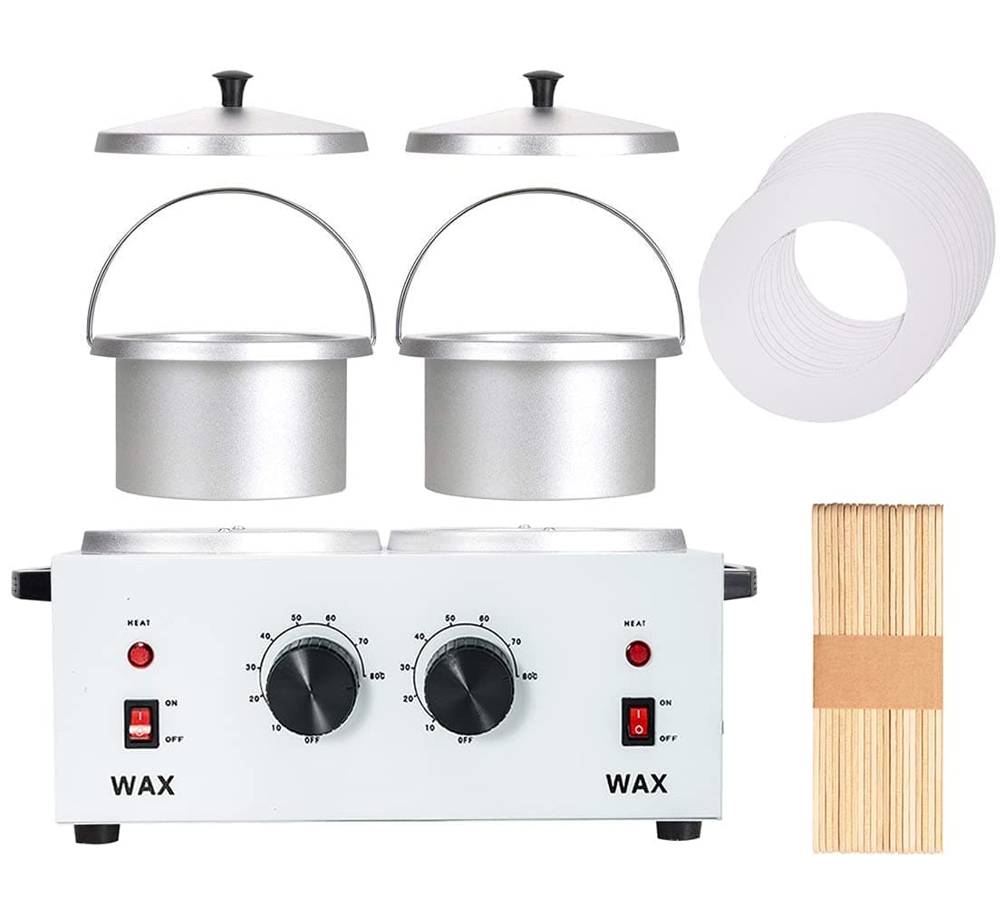 Professional Double Wax Warmer Electric Heater Dual Parrafin Hot Facial Skin Care Hair Removal Equipment SPA Tool