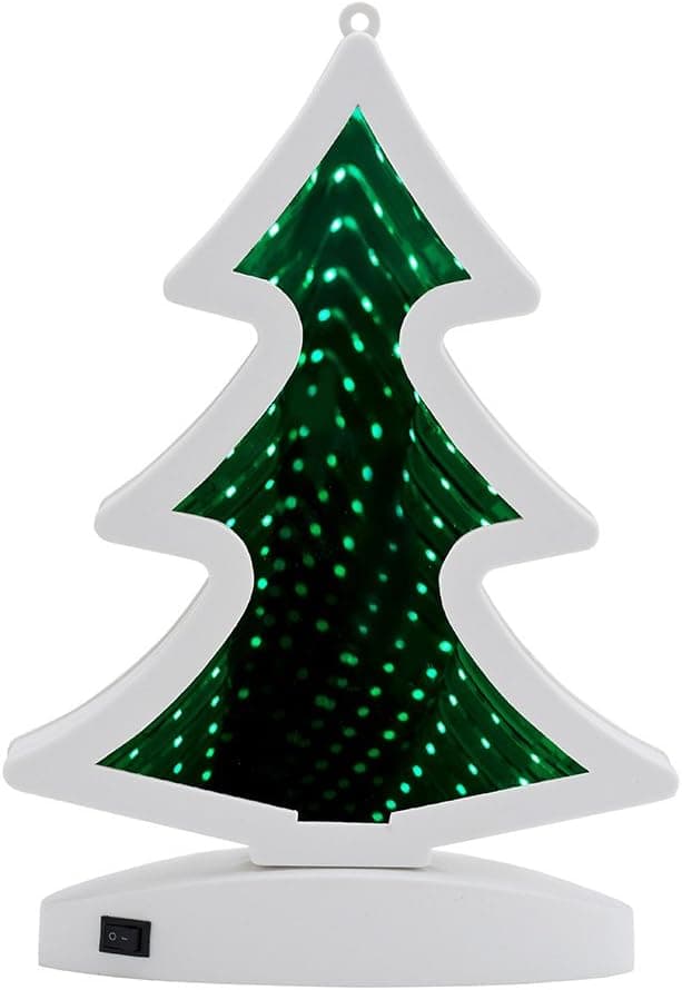 Hopolon 3D Creative Double-Sided Tunnel Lamp,LED Mirror Light,Battery Powered/USB Plug in,Tree Sign Night Light for Christmas,Birthday Party,Wedding,Living Room Decor(Green Tree)