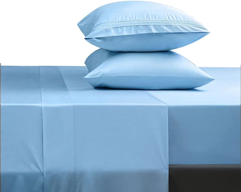 SONORO KATE Bed Sheet Set Super Soft Microfiber 1800 Thread Count Luxury Egyptian Sheets Fit 18-24 Inch Deep Pocket Mattress Wrinkle-3 Piece (Lake Blue, California King)