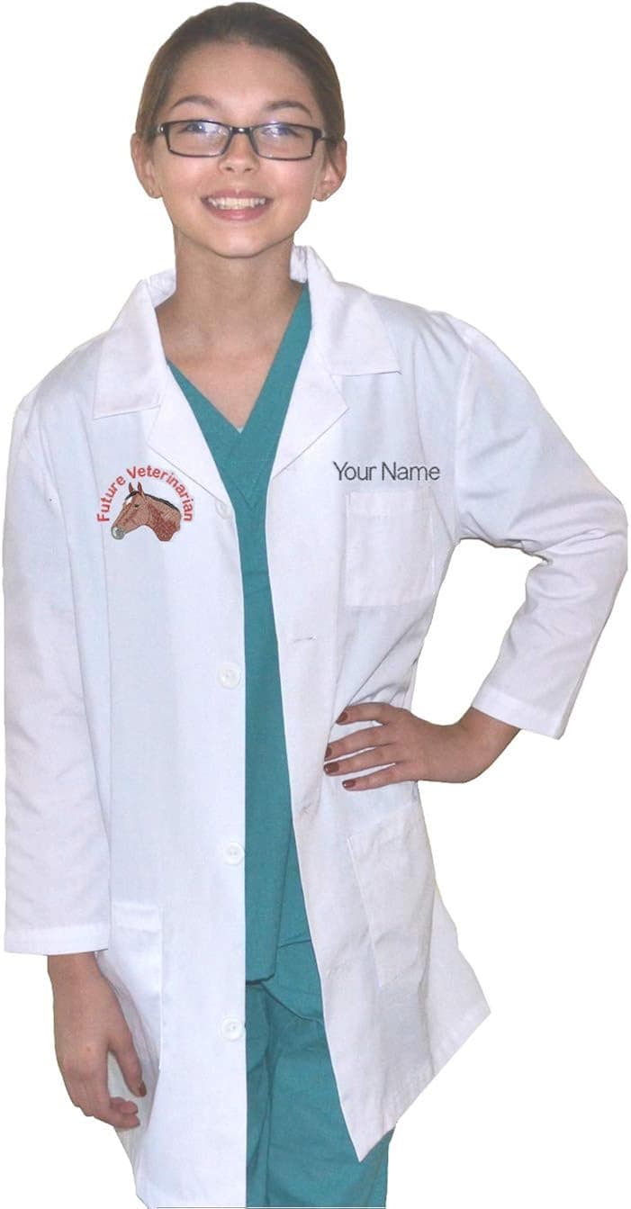 Custom Kids Lab Coat with Future Veterinarian Horse Embroidery Design