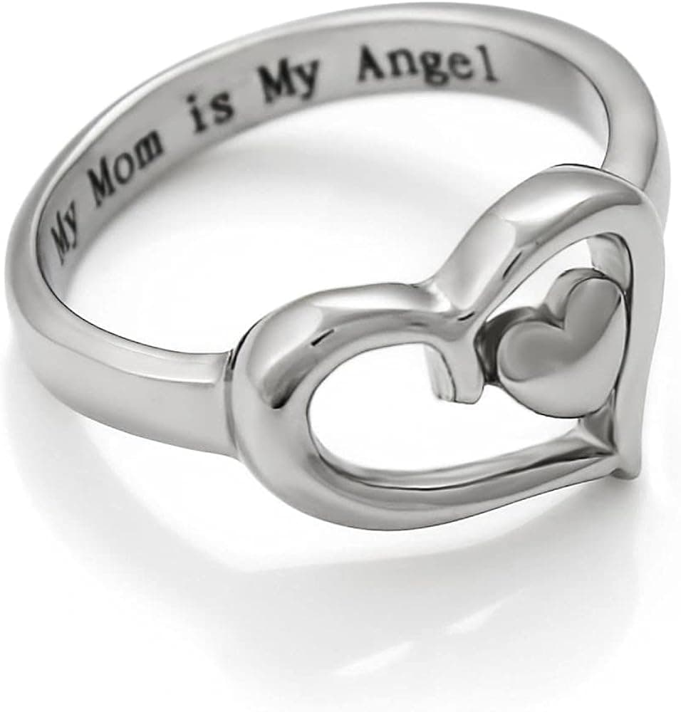 Sterling Silver Engraved Always Love You Mom Mother Daughter Forever Ring Gift for Mum, Size 6-10