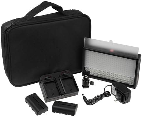 Fotodiox Pro LED-312A, Professional 312 LED Dimmable Photo, Video Light Kit with Removable Battery