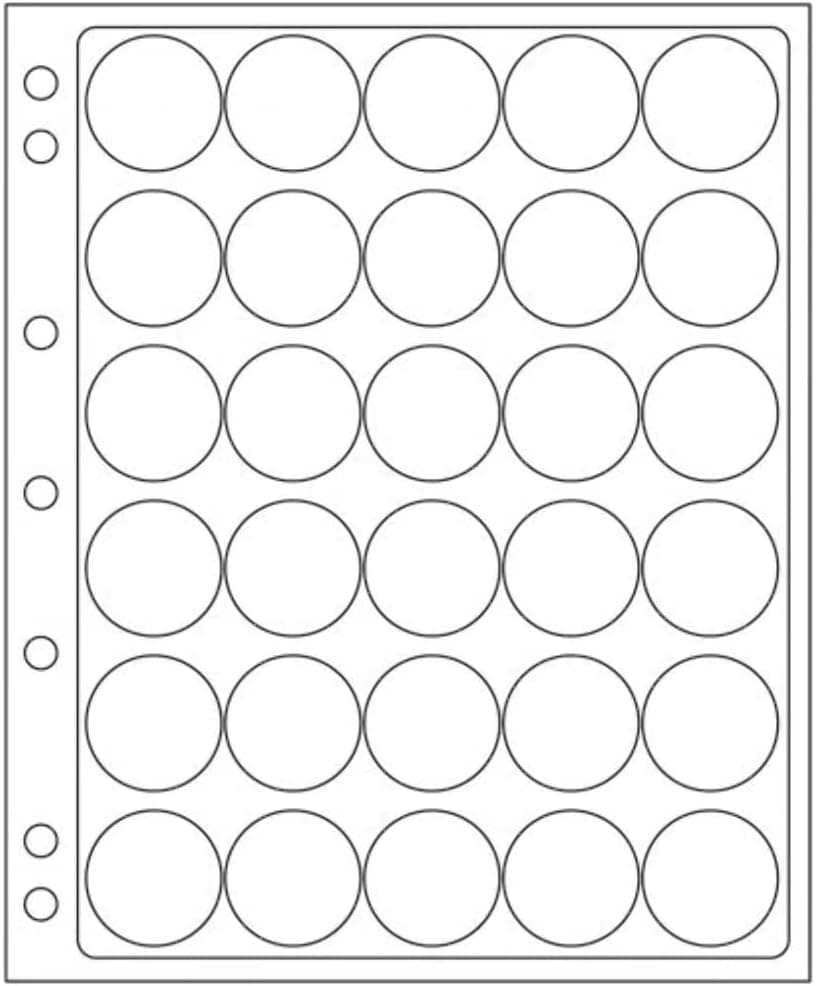 Lighthouse Album Pages for Capsules for 30 or 31mm Coins in Capsules - Fits CAPS 30/31 - 2 Pack of Pages - HALF DOLLARS, GOLD MAPLE LEAF