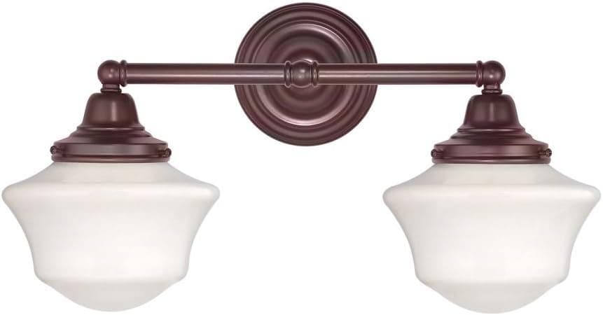 Design Classics Schoolhouse Bathroom Light with Two Lights in Bronze Finish