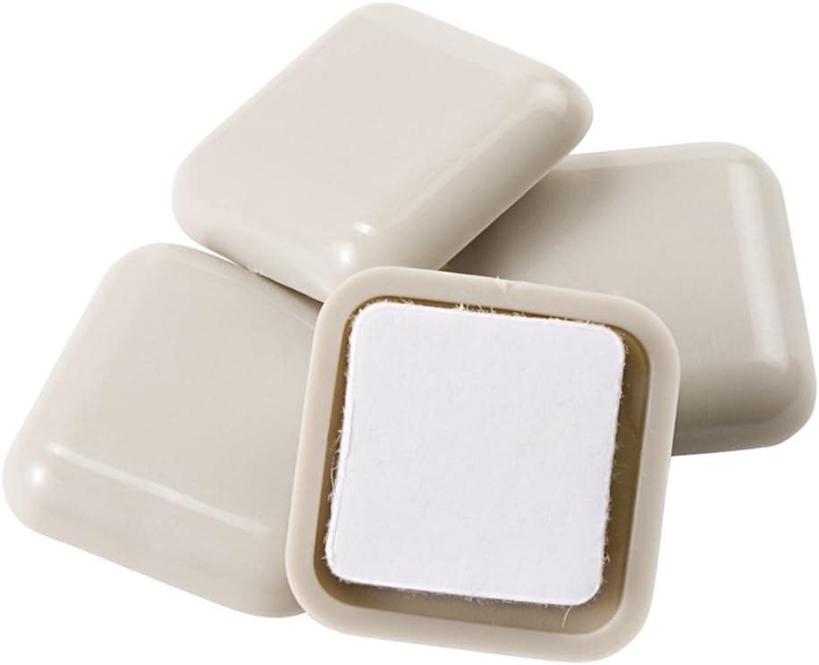 Self-Stick, Square Heavy Furniture Sliders for Carpeted Surfaces (4 pack) - 1" Square Beige SuperSliders
