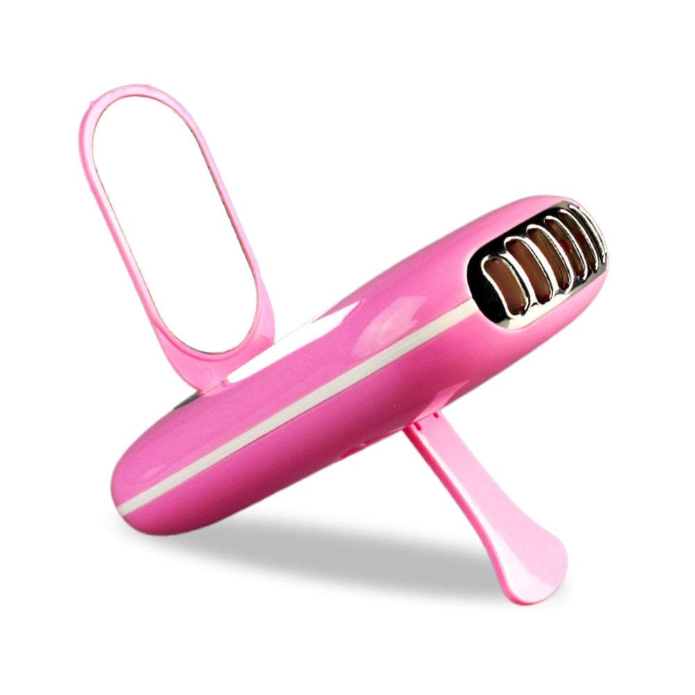 TOMNEW Eyelashes Dryer Fan Mini Portable USB Rechargeable Electric Bladeless Handheld Air Conditioning Nail Blower with Mirror for Grafted Eyelash Extension Glue Dryer (Pink)