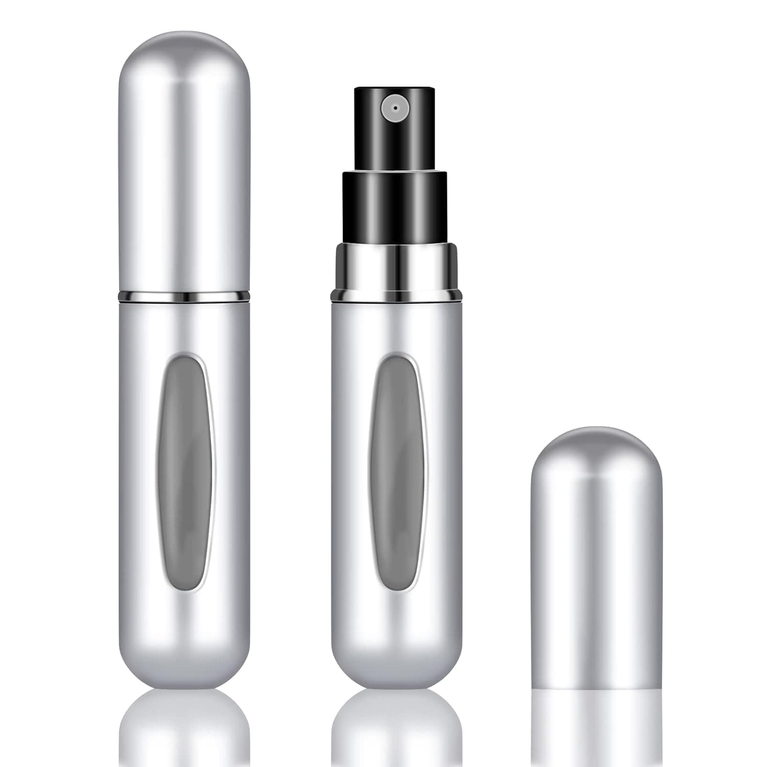Fivexing 2Pcs Refillable Perfume Atomizer Bottles,Portable Mini Separate Perfume Bottle,Travel and Outings Spray Boxes Dispensers 5ml/0.2oz(silver)
