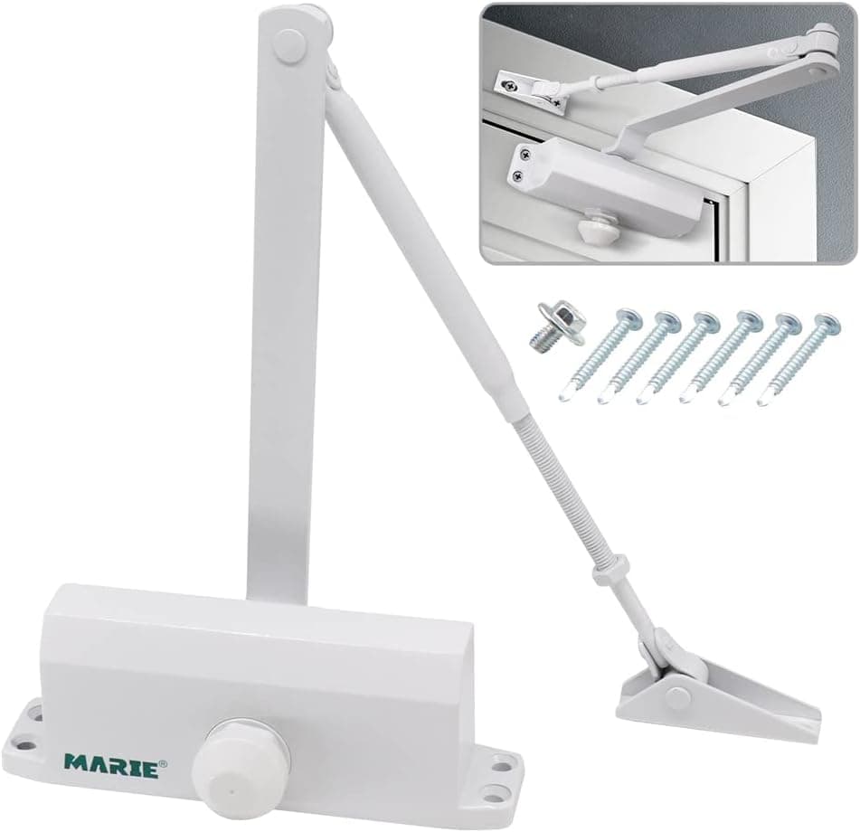 Marie Hold Open Door Closer Applies Regular,Top Jamb Mounting,Adjustable Automatic Size 2 Door Closer for 55-99 lbs Residential and Commercial Light Doors