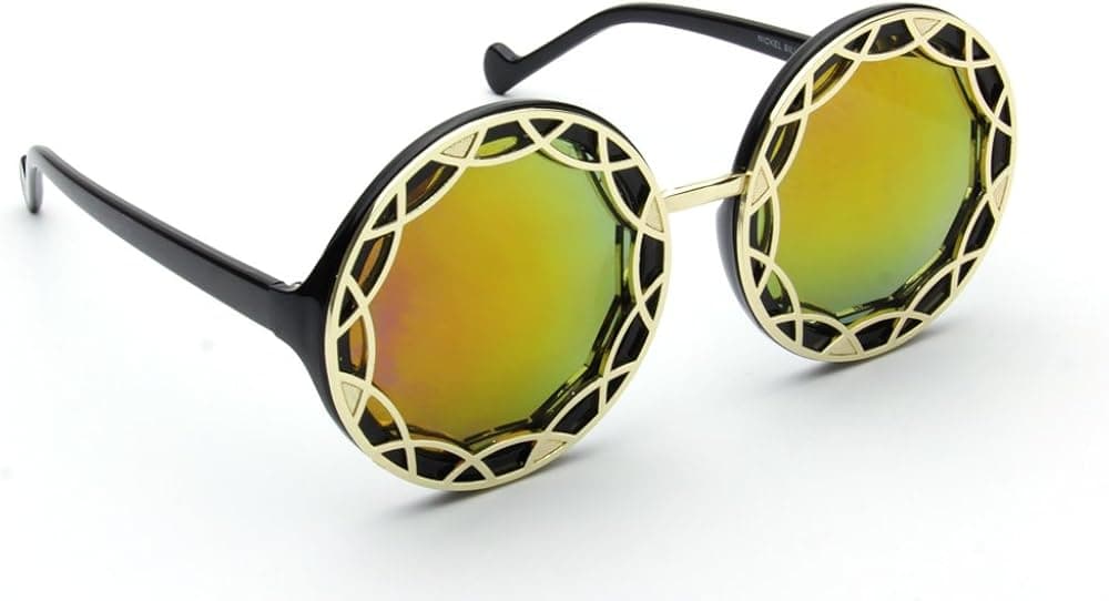 In Touch With Style Women Sunglasses Round Oversized Flash Mirror Lens Retro Eyewear