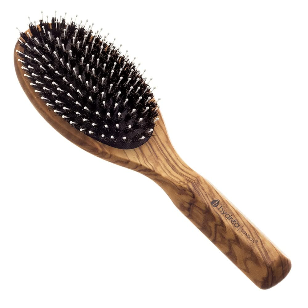 Hydrea London Olive Wood Cushion Hair Brush With Pure Bore Bristle WORBC13