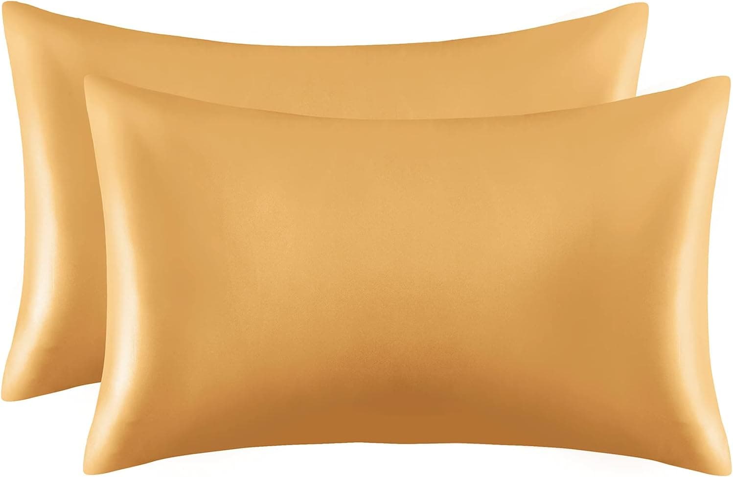 Pothuiny 2-Piece Satin Pillowcases Queen Size Luxury Gold Silky Satin Pillow Cases for Hair and Skin, Wrinkle Fade Resistant, Pillow Cover with Envelope Closure
