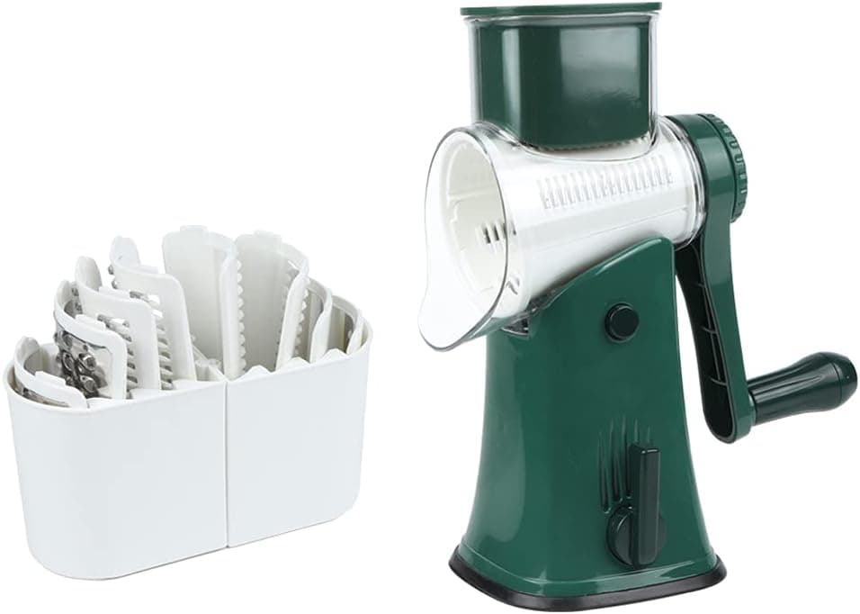 VIGIND Rotary Graters Cheese Grater Vegetable Julienne Slicer,Kitchen Vegetable slicer with 5 Stainless Steel Drum Blades, Strong Handheld Easy to Clean Cheese Shredder for Fruit,Vegetables,Nuts