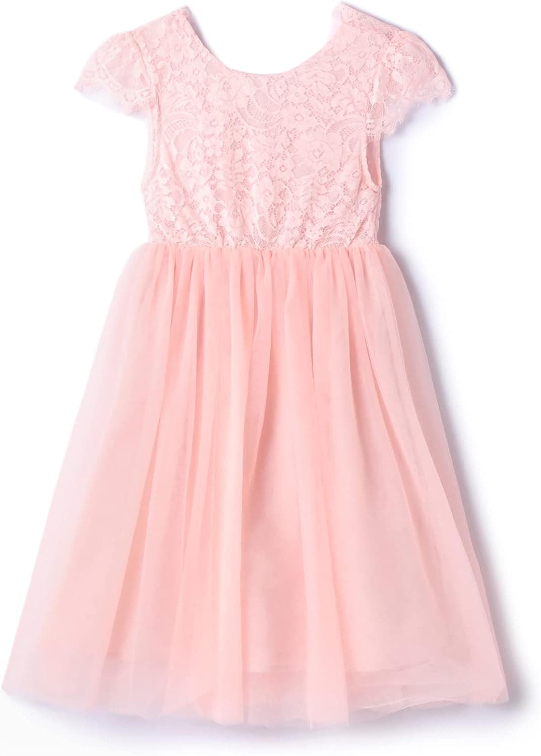Niyage Toddler Girls Tulle Princess Party Dress Baby Elegant V-Back Lace Flower Girl Dresses