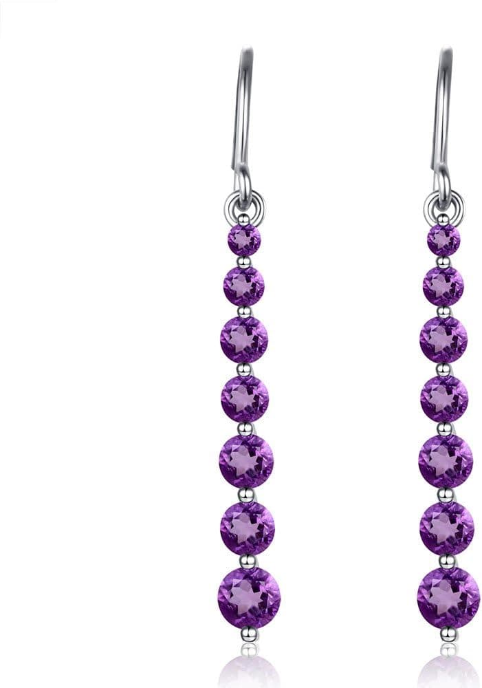 2.5Ct Purple Gold Natural Amethyst Drop Dangle Earrings 1.3" Long Hook Earrings for Women