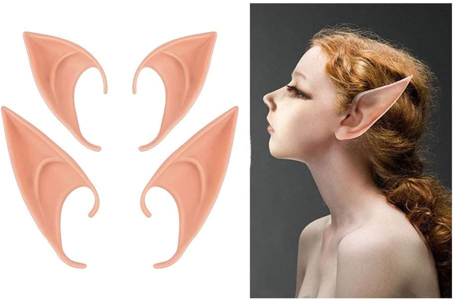 XinS 2 Pairs Elf Ears Soft Pointed Prosthetic Ears for Cosplay Costumes Halloween Party Accessories