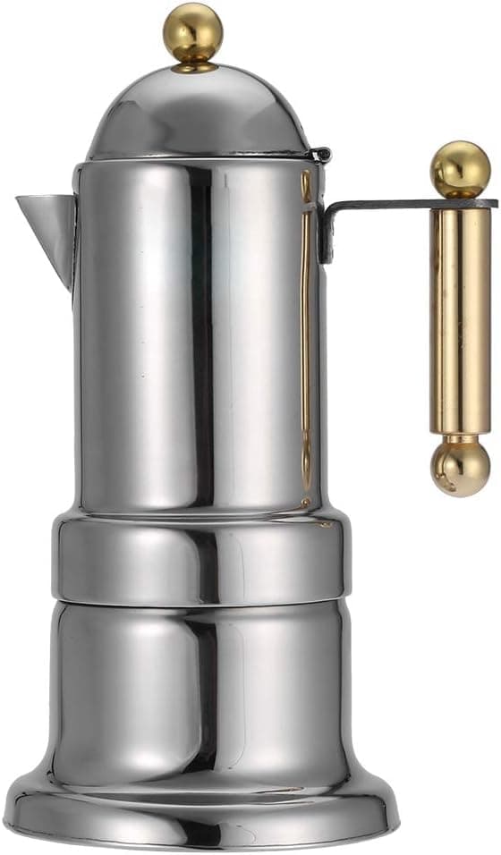 Moka Pot Stainless Steel Stovetop Espresso Maker, Moka Pot Stovetop Espresso Coffee Maker with Safety Valve200ml