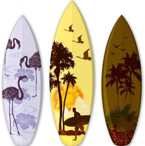AK Wall Art Surfboards Tropical Set of 3 Vinyl Sticker - Car Phone Helmet - Select Size