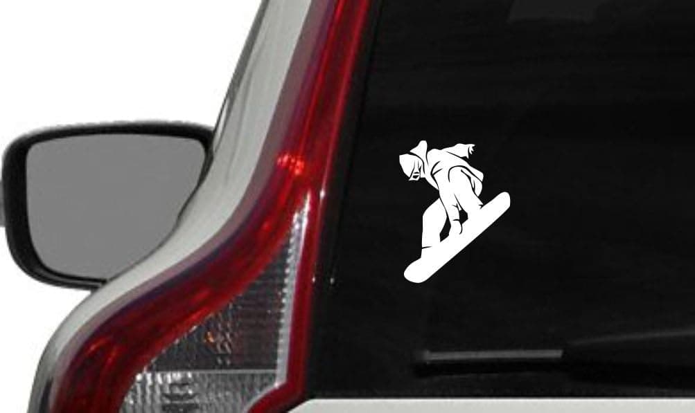 Snowboard Silhouette Version 1 Car Vinyl Sticker Decal Bumper Sticker for Auto Cars Trucks Windshield Custom Walls Windows Ipad MacBook Laptop and More White Color
