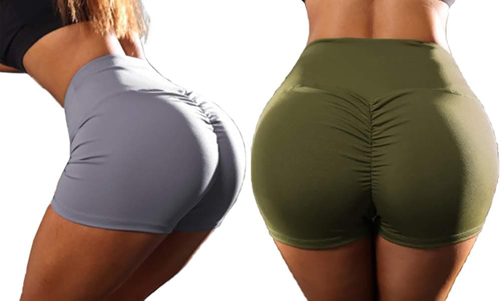 Floatingfeather Women's Yoga Shorts High Waist Workout Shorts for Women Exercise Running Cycling Dance Half Pants