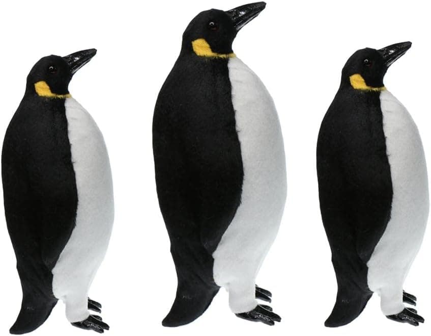 FLAMEER 3 x Decorative Fake Feathered Penguin Animal Statue Sculptures Figurines for Home Desk Shelf Mantel Yard Lawn Patio Party Favors - S/M