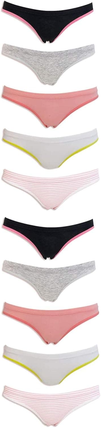 Emprella Women Underwear, 10 Pack Womens Cotton Stretch Bikini Panties for Ladies