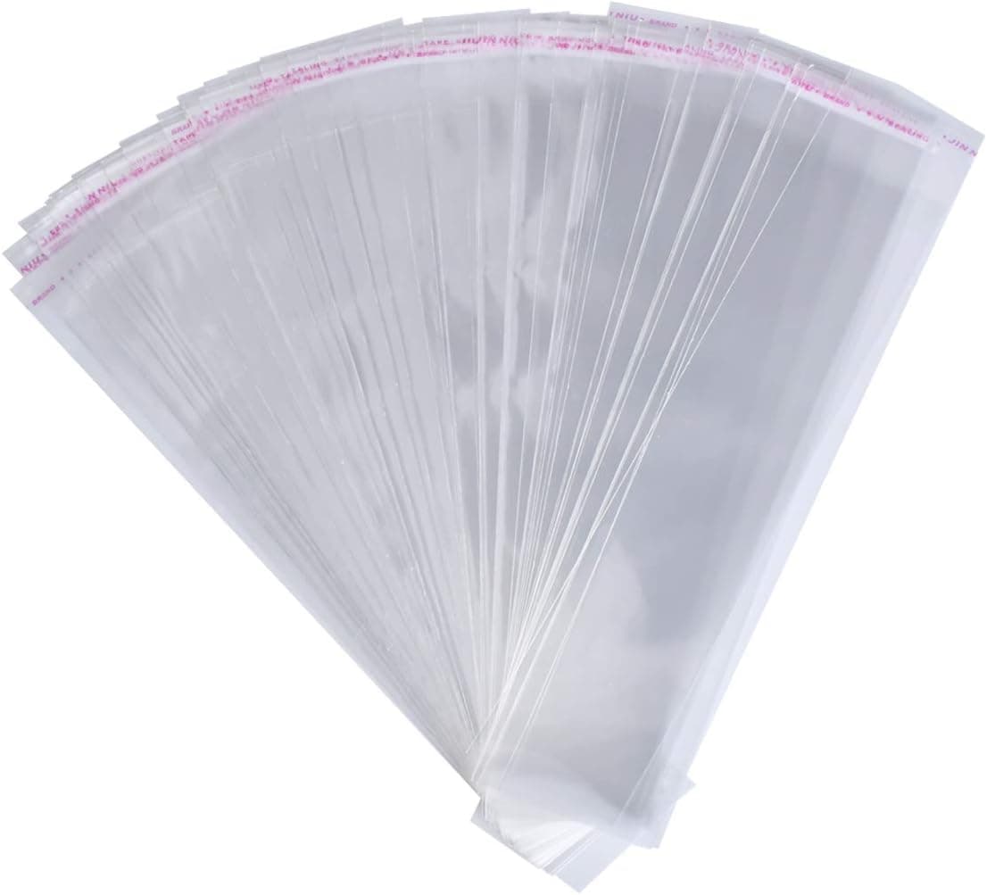 Pretzel Bag 200 PCS Clear Pretzel Rod Bags 2 x 10.8 Inch Self Adhesive Bag Clear Flat Treat Bags for Donut Bars Candy(2 x 10.8 Inch)