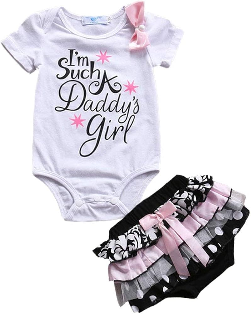 Infant Baby Girl Floral Clothes Short Sleeve Letters Bodysuit Romper Tops Ruffle Bowknot Shorts Bloomers 3Pcs Summer Outfits