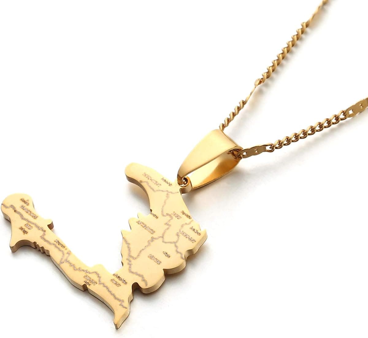 The Republic of Haiti Map Pendant Necklace Chain Port-AU-Prince Map Jewelry