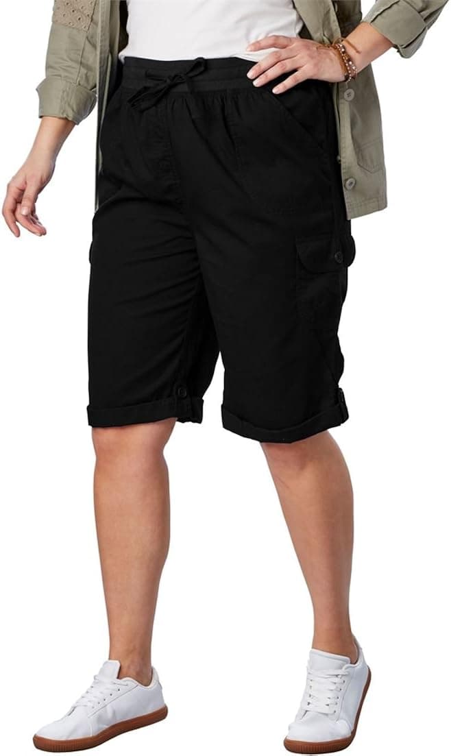 Woman Within Plus Size Convertible Utility Shorts - Black, 16 W