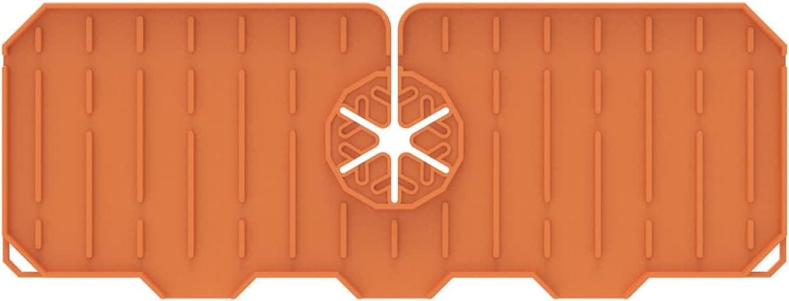 Easycosy Faucet Mat for Kitchen Sink,Splash Guard Silicone Faucet Water Catcher Sink Mat,Rubber Drying Mat for Kitchen & Bathroom RV Countertop Drip Protector (Orange)