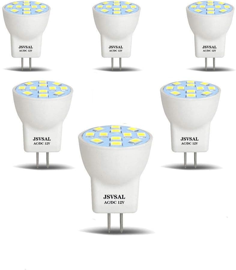 JSVSAL (6-Pack 3.5 Watt MR8 LED Bulb for Landscape Lighting Enclosed Fixtures Outdoor Lighting Kits, 12V AC/DC Low Volt, Beam Angle 120° (Daylight White-5000K)