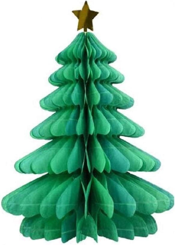 Christmas Tissue Paper Trees Centerpiece Table Center Handmade Honeycomb for Christmas Party Centerpiece Ornament Window Decor Tree Decor (Christmas Tree)