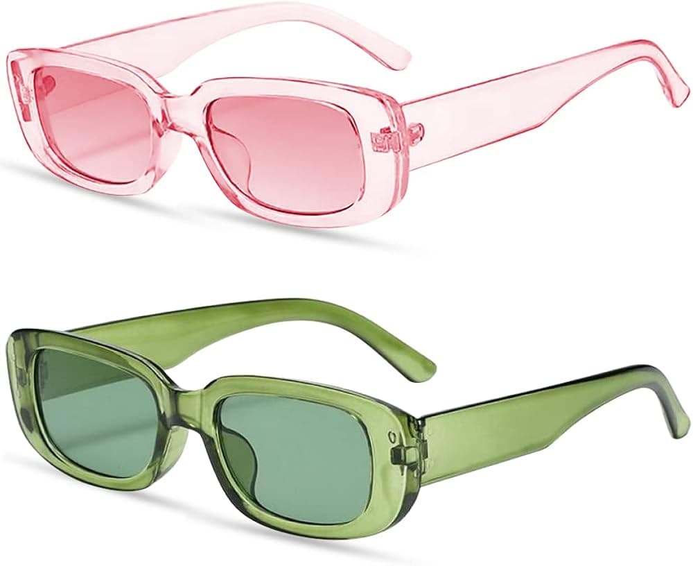 Dollger Rectangle Sunglasses for Women Men Trendy Retro Fashion Sunglasses UV 400 Protection Square Fram