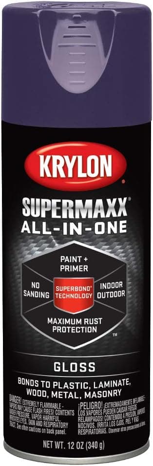 Krylon K08964007 SUPERMAXX All-In-One Spray Paint, Gloss Purple, 12 Ounce