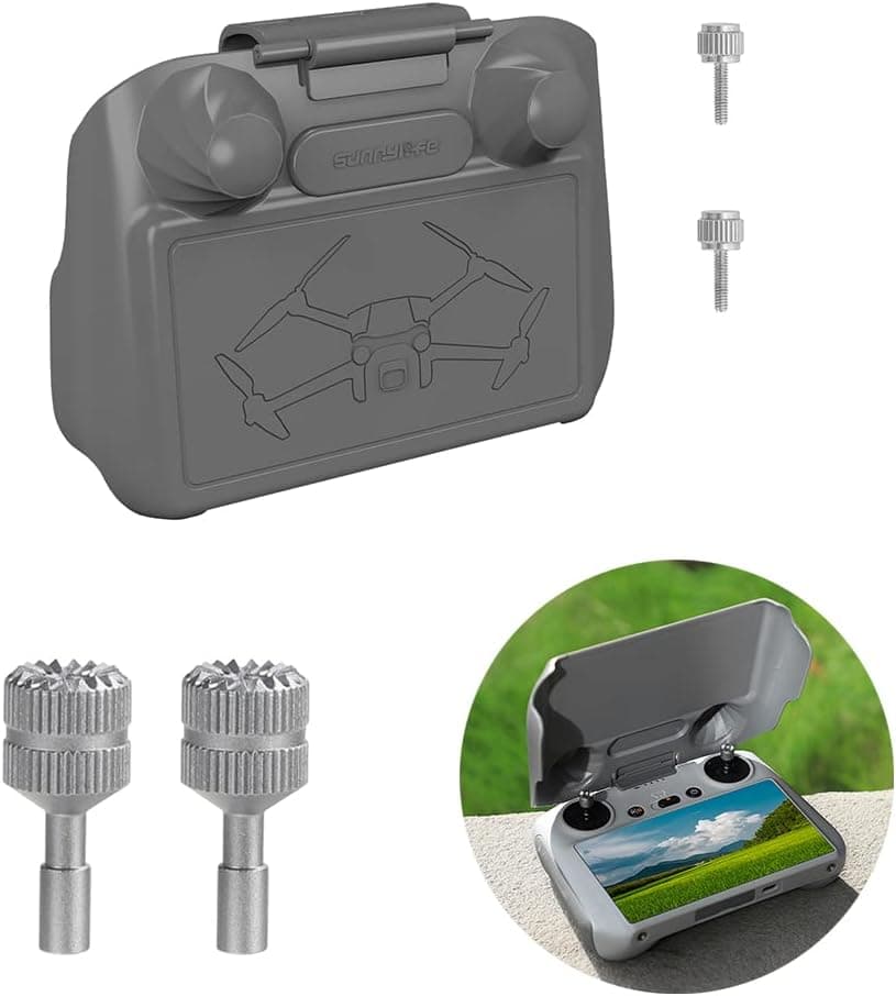 Mini 3 Pro RC Joysticks +(2 in 1) Controller Protector Sun Hood Cover for DJI Mini 3 Pro RC Remote Control Accessories (grey)