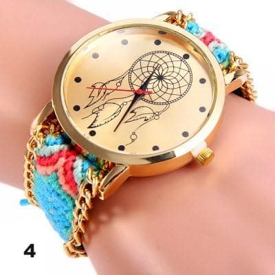 Pull Cord Bracelet Quartz Watch Woven Woolen Strap for Women