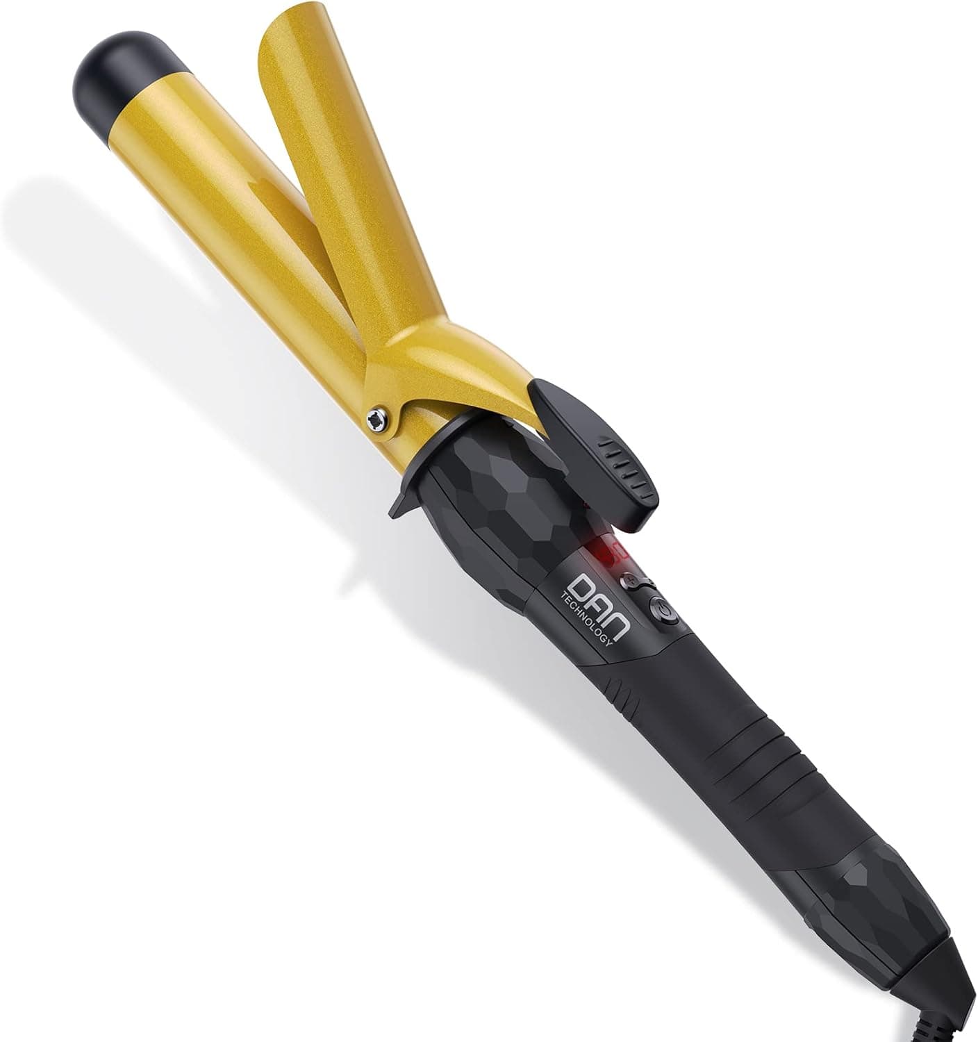 DAN Technology 1 1/4 Inch Tourmaline Ceramic Hair Curling Iron/Wand with LCD Screen, Suitable for Hair DIY, Hairdressing Beauty School, Hair Salon, Fast Heating, 60 min Auto Off (Gold Black)