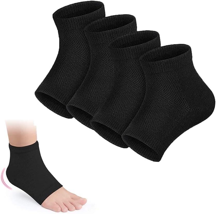 Heel Moisturizing Gel Socks, Breathable Open Toe Gel Socks, Cracked Heel Moisturizing Socks, Suitable for Dry and Hard Cracked Skin, Moisturizing Open Toe Eomfort Recovery Socks (3 Pairs, Black)