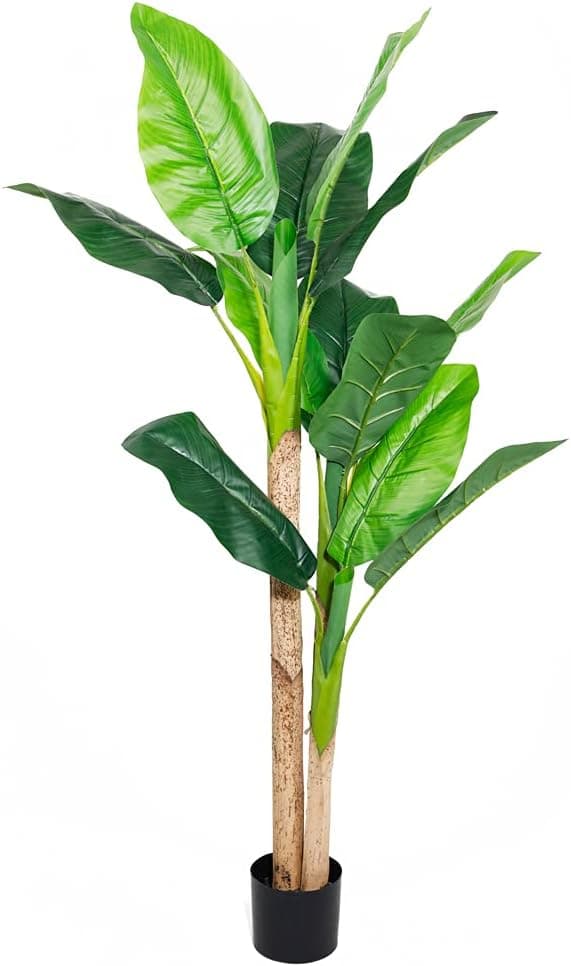 Solution4Patio Artificial Banana Tree, 5 ft. Arbre Artificiel, 2 Stalk,Tropical Faux Plants Greenery Realistic for Living Room, Home, Restaurant, Cafe or Office Corner Out/Indoor Decor #D418A00
