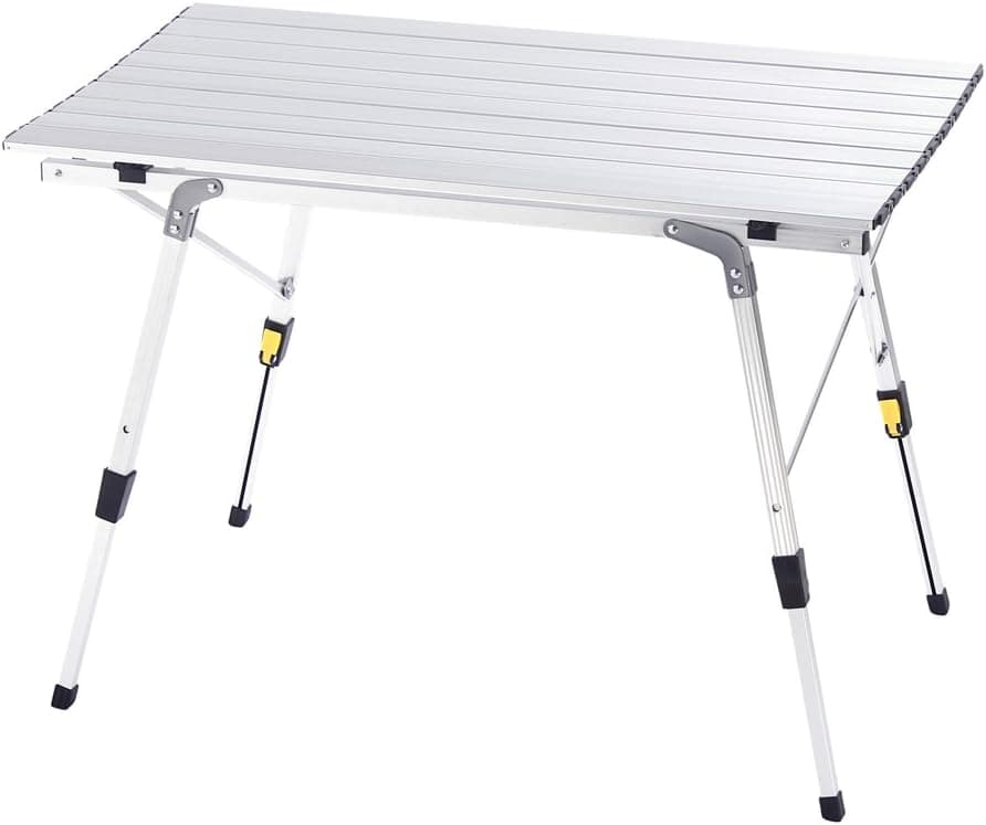 CampLand Aluminum Table Height Adjustable Folding Table Camping Outdoor Lightweight for Camping, Beach, Backyards, BBQ, Party