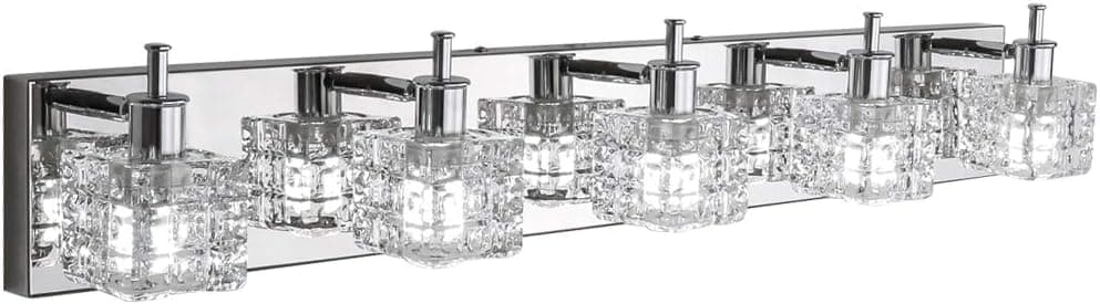 Ralbay 5 Lights Modern Vanity Light Bathroom Fixtures Over Mirror LED Modern Crystal Glass Vanity Lights