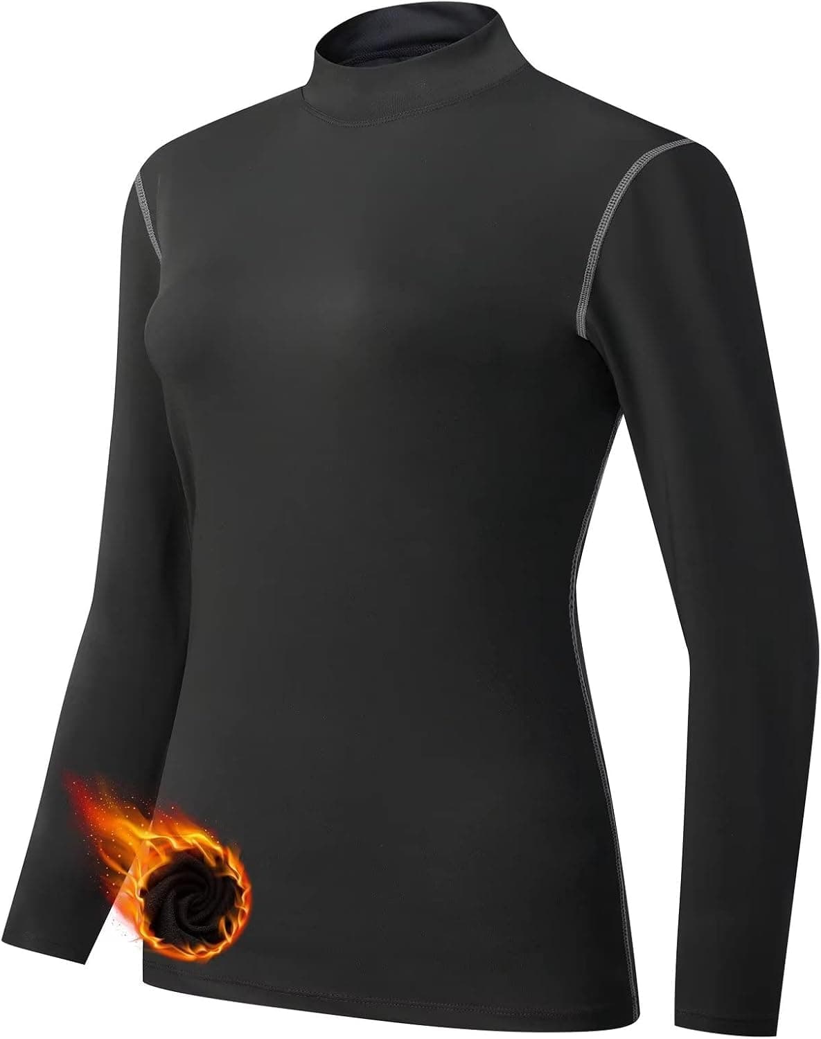 Tesuwel Turtleneck Base Layer for Skiing Hiking Women Cold Weather Fleece Thermal Shirt for Workout Running High Wicking