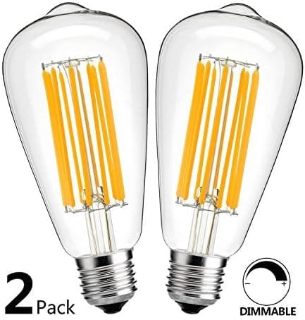 HzSane 12W Edison Style Vintage LED Filament Light Bulb, 2200K Orange 1200LM, ST64(ST21) Antique Shape,E26 Medium Base Lamp, 100W Incandescent Replacement, Dimmable.(Pack of 2)