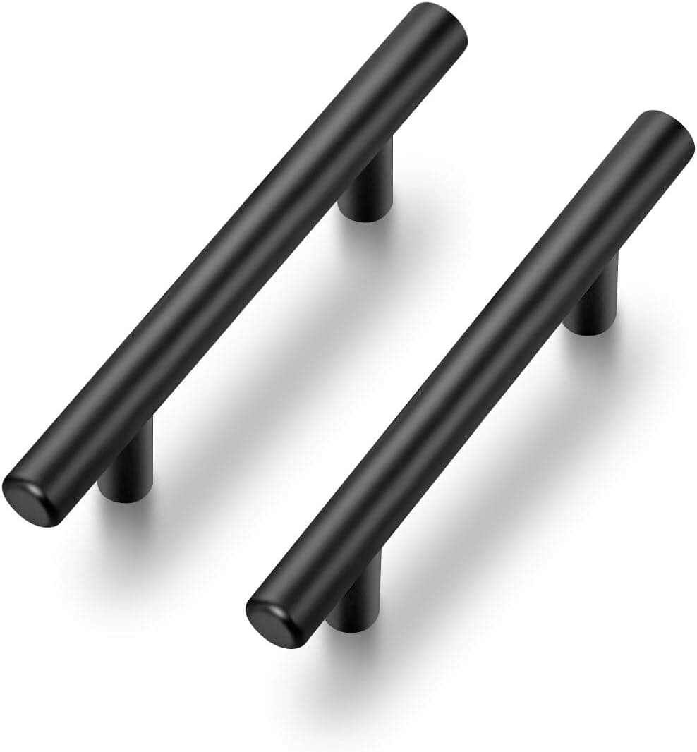 Ravinte 24 Pack | 5 Inch Cabinet Pulls Matte Black Stainless Steel Kitchen Drawer Pulls Cabinet Handles 5InchLength, 3Inch Hole Center