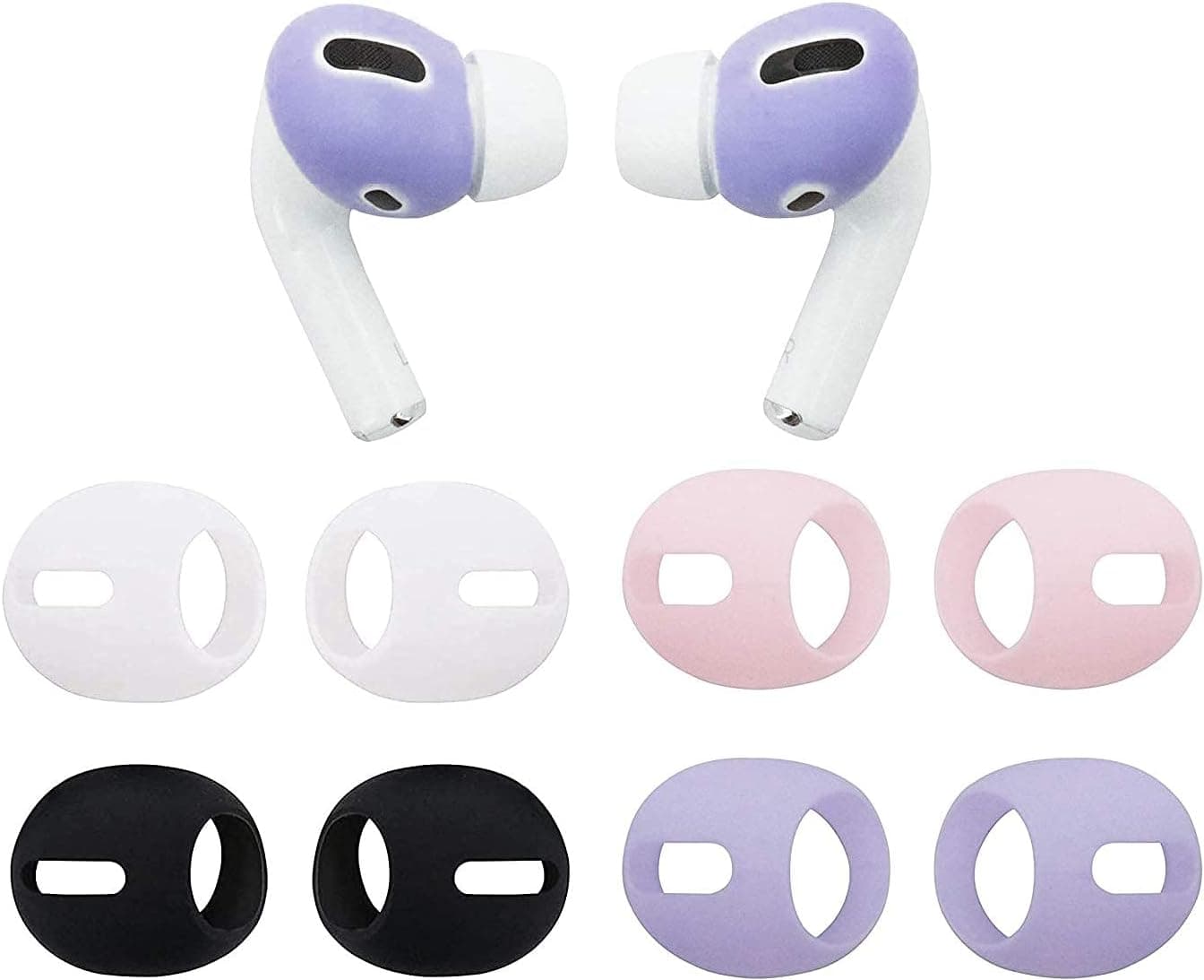 BLLQ Compatible with AirPods Pro Ear Tips Ear Gels Anti-Slip Earbuds Cover 【 Fit in The Charging Case 】, 4 Pairs White/Black/Gray/Pink wbpg