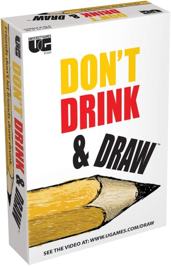 University Games | Don't Drink and Draw Game, Drawing Game of People Places and Things, for 2 or More Players