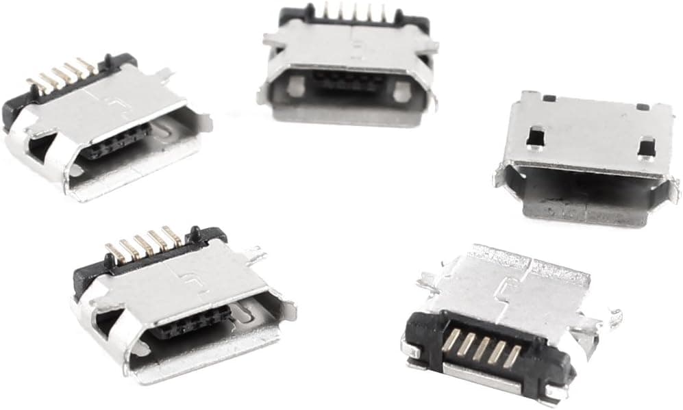 uxcell 5 Pcs Micro USB Type B Female Socket 180 Degree 5-Pin SMD SMT Soldering Jack