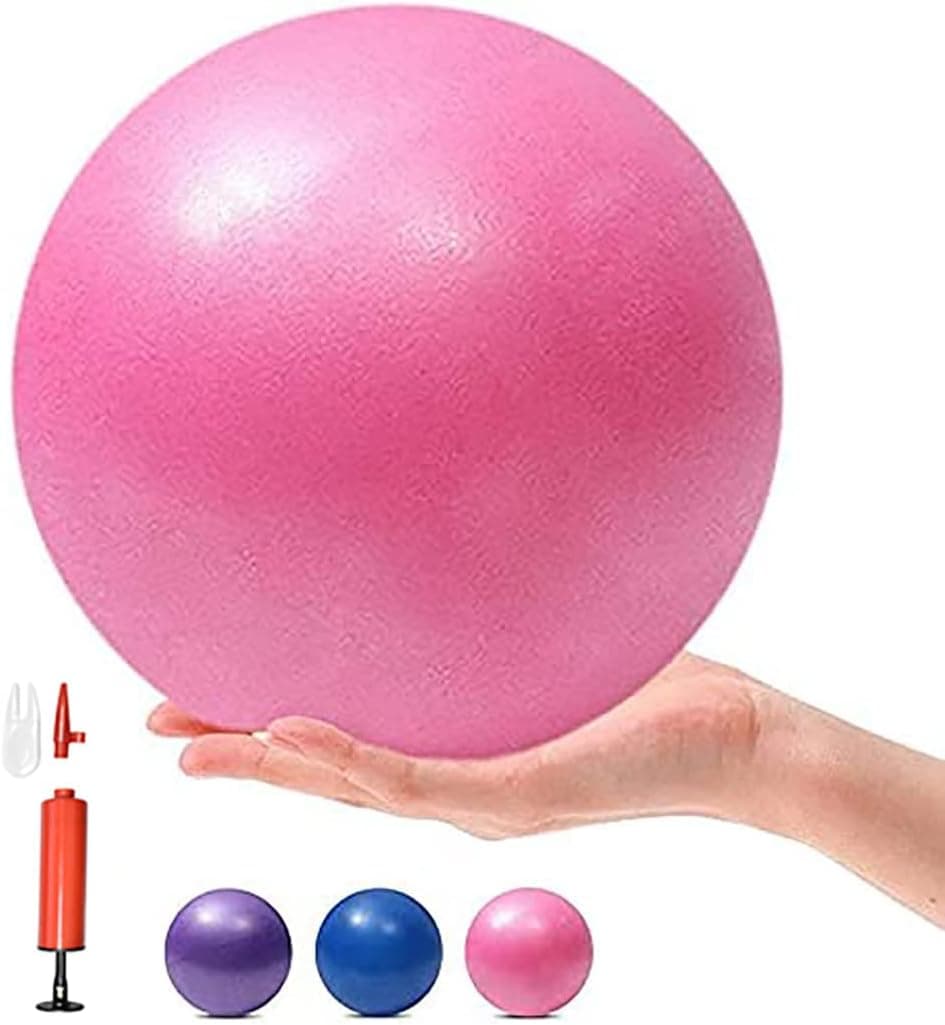 MOMPLUS 6 Inch Exercise Pilates Mini Yoga Balls Barre Small Bender for Home Stability Squishy Training Physical Therapy Improves Balance Core Strength Comes with Pump(Pink)