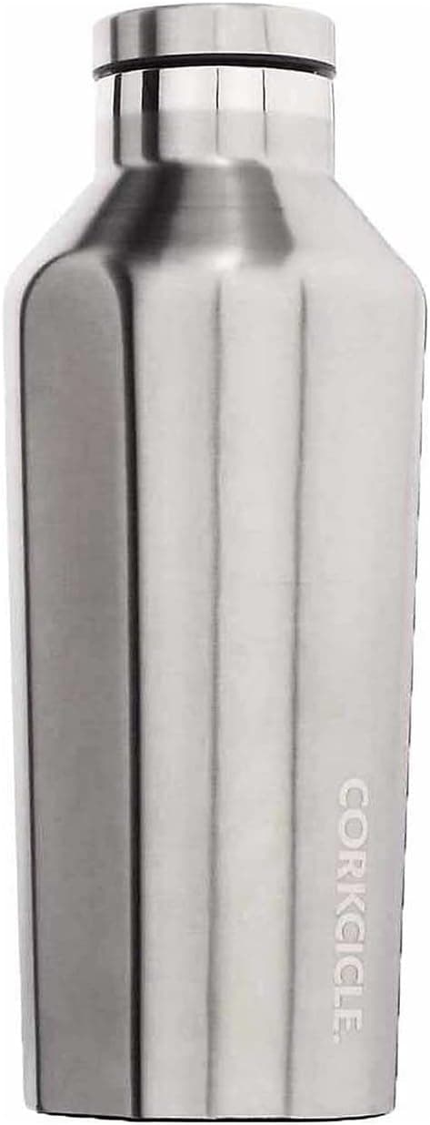 Corkcicle Canteen - Water Bottle and Thermos - Keeps Beverages Cold for Over 25, Hot for Over 12 Hours - Triple Insulated with Shatterproof Stainless Steel Construction - Steel - 9 oz.