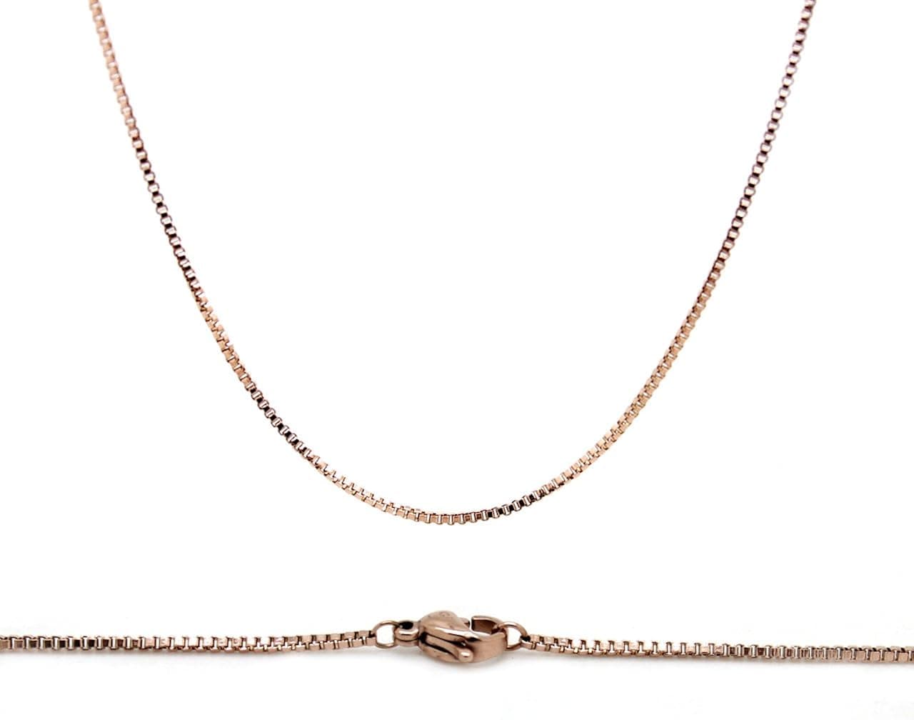 Chelsea Jewelry Basic Collections 2.0 mm x 16" 18K Rose Gold Box Chain. Nickel Free & Resistance against Wear & Tear